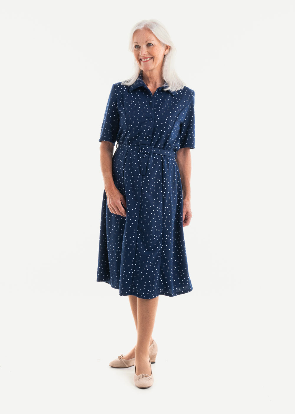 Blue polka dot  overlap dress